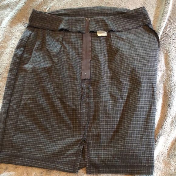 Grey and navy plaid pencil skirt size 3 vintage - Picture 5 of 8